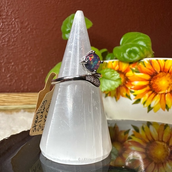 New 925 sterling silver ring size 9 fire opal blue pink green boho hippie gift - Picture 10 of 12
